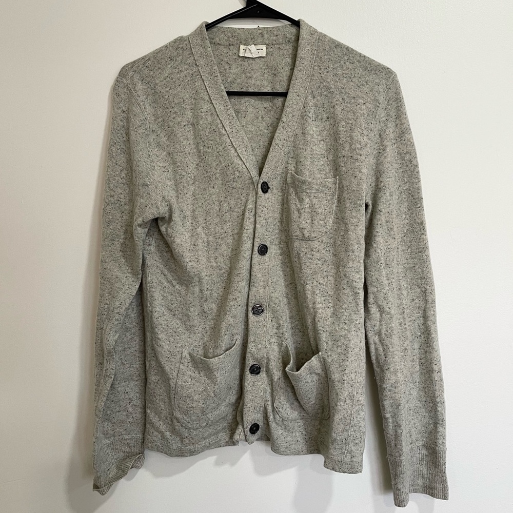 Club Monaco Heathered Gray Wool Silk Cardigan Sz S